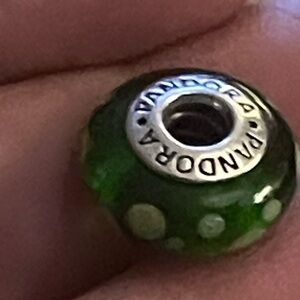 Pandora Dark Green Charm with sterling silver